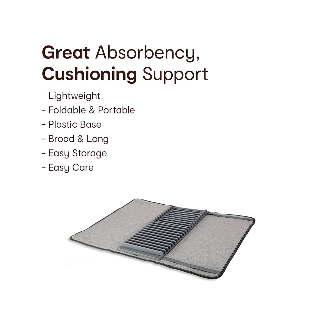 Microfiber Dish Drying Rack and Mat – Removable Tray with Drainboard, Compact Dish Rack Perfect for Small Kitchens and Sink