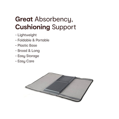 Microfiber Dish Drying Rack and Mat – Removable Tray with Drainboard, Compact Dish Rack Perfect for Small Kitchens and Sink